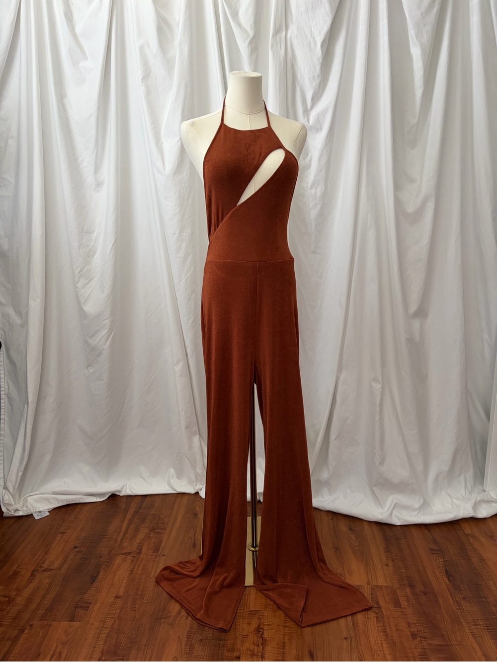 Halter Cutout Wide-Leg Jumpsuit